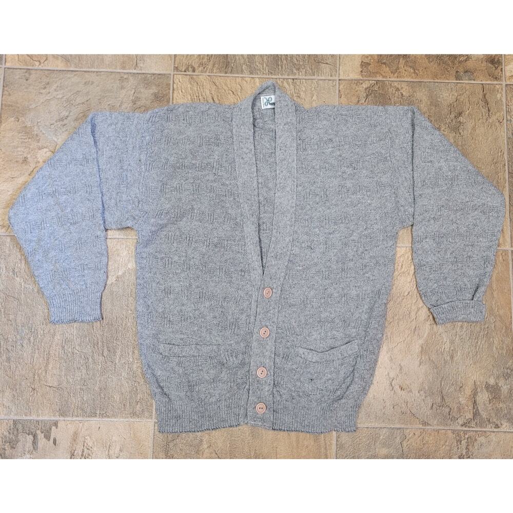 Vintage Haband Cardigan Sweater S Light Gray Grandpa Kurt Cobain 100% Acrylic